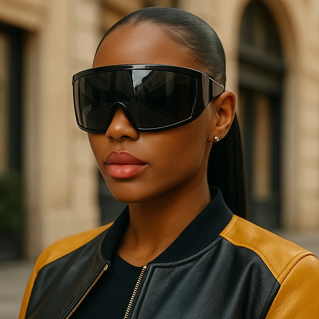 Oversized Punk Shield Sunglasses - Big Frame Unisex Shades (UV400) - HalleBeauty